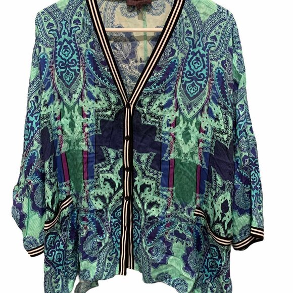 Hale Bob Dolman Sleeve Printed Poncho (XS) - Picture 3 of 5